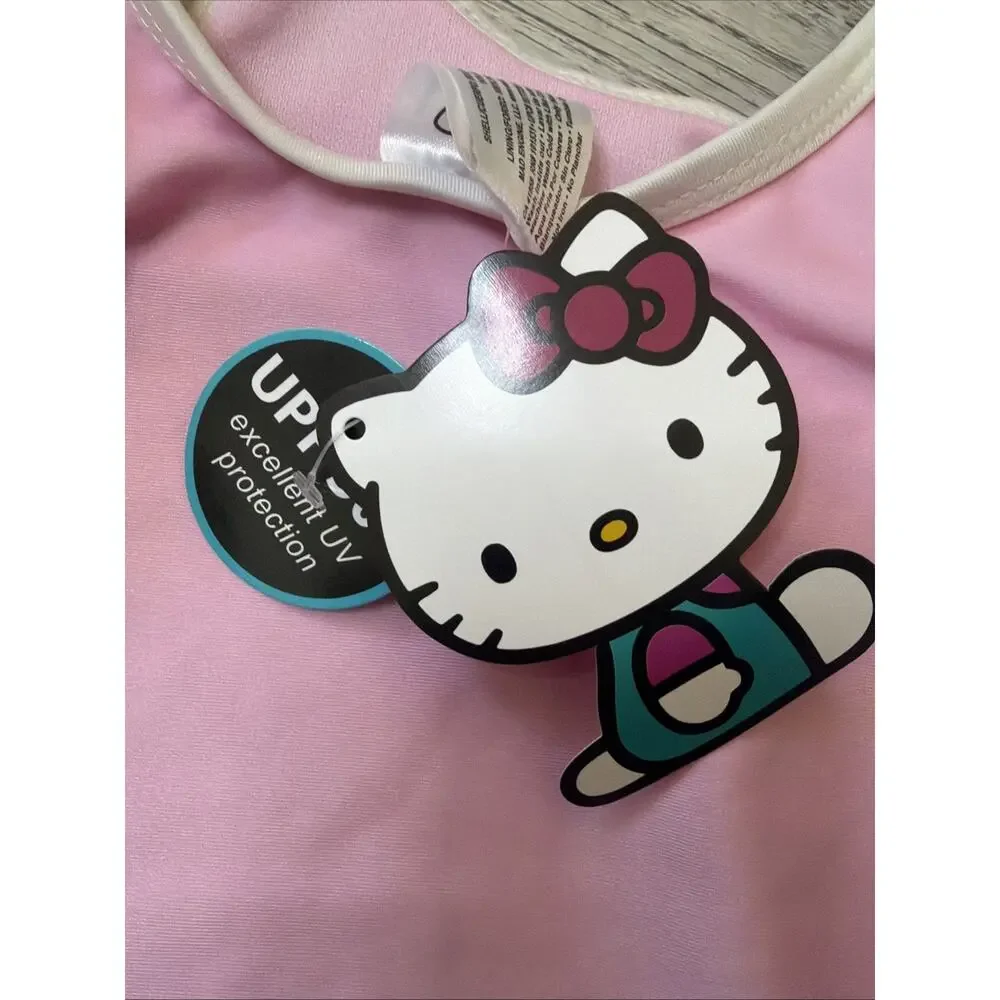 Hello Kitty Aloha Hawaii Swimsuit Girls XS 4/5 Pink One Piece UV Protection